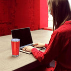 20 oz Tumbler with lid Double Wall Vacuum Insulated Tumblers Stainless Steel Coffee Mug Travel Coffee Tumbler Powder Coated Tumbler Cup Keep Hot&Cold - (Red 12 Pack)