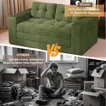 Gizoon Convertible Futon Sofa Bed, Aesthetic Portable Corduroy Sleeper Sofa - Image 9