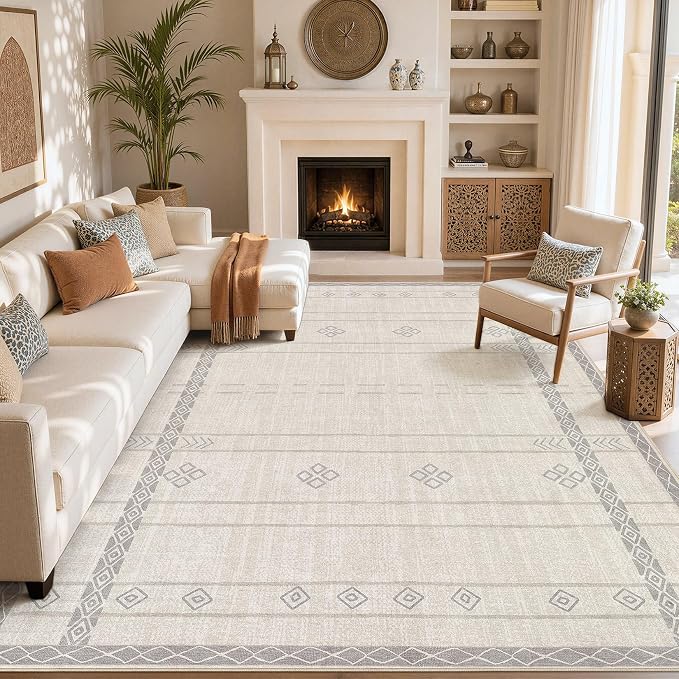 cotiled 6x9 Area Rugs for Living Room: Boho Washable Rug for Dining Room | - Image 8
