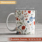 Maison d' Hermine Coffee Mug with Handles Fine Bone China Mugs Pack of Two Tea Cups for Hot Beverages Cappuccino Latte Home Restaurant Office Perfect for Gift (Just Floral, 15 Ounce)