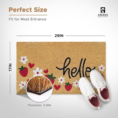 Coir Welcome Mat, Strawberries, 17 x 29 in | 100% Natural Coir, Anti-Shedding - Image 2