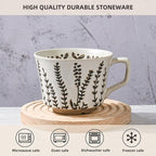 Ceramic Coffee Mug, 12 oz Novelty Unique Teacup with Large Handle, Stoneware Cup for Tea Mocha Latte Cappuccino Espresso (Grass)