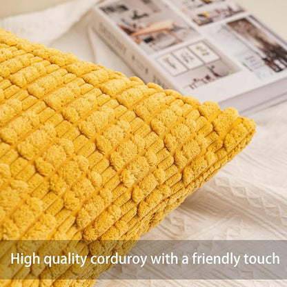 Aegero Pack of 2 Corduroy Decorative Throw Pillow Covers 16x16 Inch - Image 2