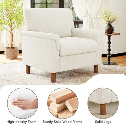 Mid Century Modern Accent Chairs Set of 2, Chenille Comfy Living Room Arm Chairs - Image 4