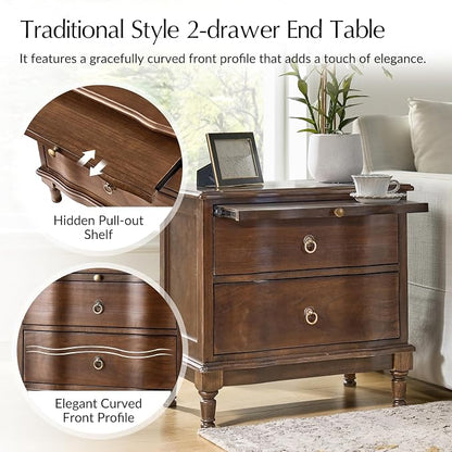 HULALA HOME Solid Wood Storage End Table - Image 3