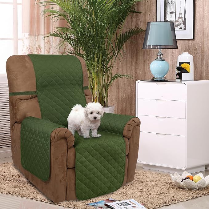U-NICE HOME Reversible Recliner Chair Covers, Huntergreen/Sage | 28''Recliner - Image 2