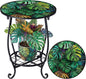 Cinnvoice Outdoor Side Table Round Small Mosaic Patio Accent Indoor End Plant by Cinnvoice