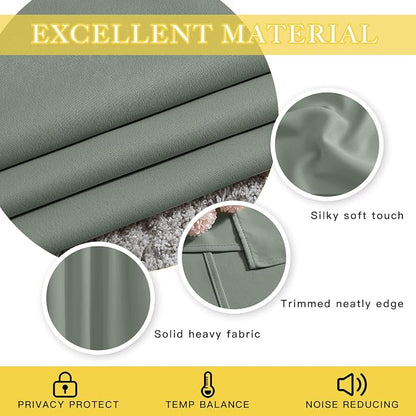 NICETOWN Sage Green Sliding Door Curtains 95 inches Long - Image 5