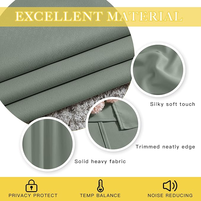 NICETOWN Sage Green Blackout Curtains - Image 5