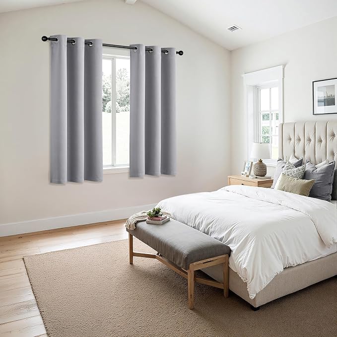 MIULEE Blackout Curtains for Bedroom 2 Panels 40 x 63 Inch Long Light Grey | - Image 6