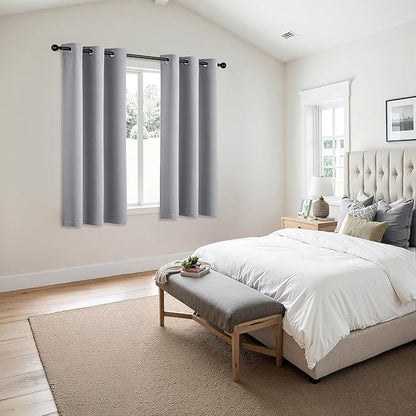 MIULEE Blackout Curtains for Bedroom 2 Panels 40 x 63 Inch Long Light Grey | - Image 6