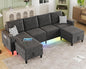 Sectional Couches for Living Room, 6-Seats Soft Linen Fabric Sectional Sofa by BULAIMEIKEEY