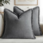 MIULEE Boho Linen Fringe Decorative Throw Pillow Covers Grey 20x20 | Set of 2 by MIULEE