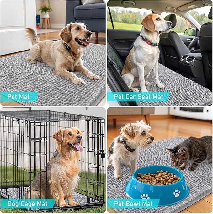 OLANLY Dog Door Mat for Muddy Paws 54x32, Super Absorbent Chenille Mud Mat | - Image 7