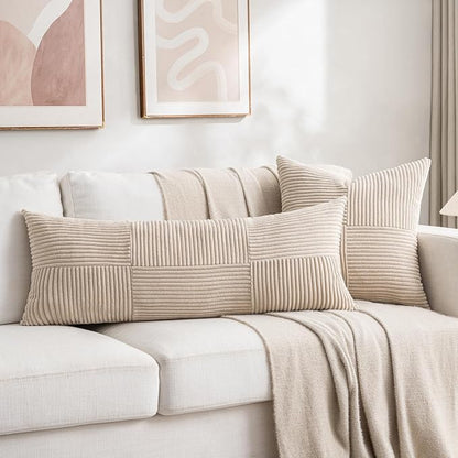 Fancy Homi 2 Packs Tan Decorative Throw Pillow Covers 16x16 Inch - Image 5