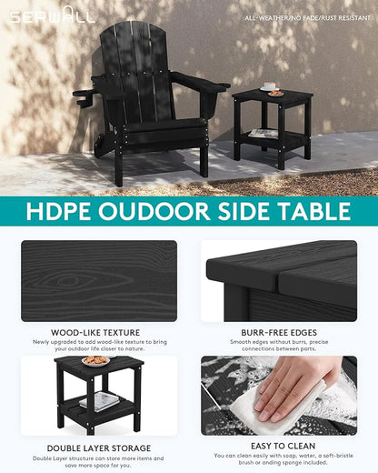 SERWALL 2-Tier HDPE Outdoor Side Tables Set of 2, Weatherproof Rectangular - Image 4