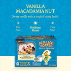 Kauai Coffee K-Cup Pods for Keurig Brewers – Arabica Coffee, 10% Hawaiian – Medium Roast, Vanilla Beans with Toasted Macabamia Nuts – Vanilla Macadamia Nut, 1 Pack of 10 Single Serve K-Cups