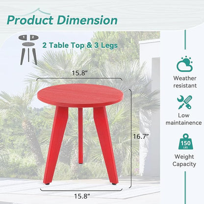 HDPS Outdoor Side Table, Small Round Side Table Weather-Resistant, Outdoor Side - Image 3