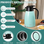 51 Oz Thermal Coffee Carafe, Stainless Steel Insulated Vacuum coffee crafts to keep coffee hot, 1.5 Liter Tea Water Coffee and Beverage Dispenser (Blue)