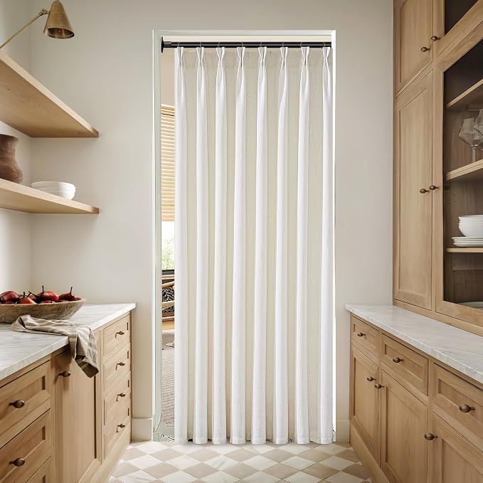 Farmhouse Linen Pleat Ivory Cream Semi Sheer Curtains 80 Inch Long 2 Panels | - Image 9