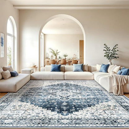 AMADA HOMEFURNISHING 10x14 Washable Area Rug, Low-Profile Large Area Rug by AMADAHOMEFURNISHING