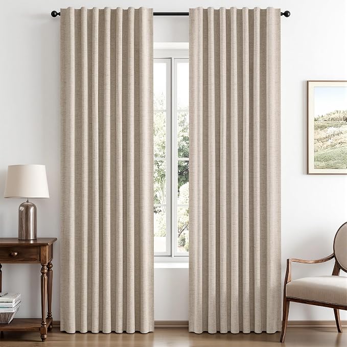 MIULEE 100% Blackout Linen Curtains by MIULEE