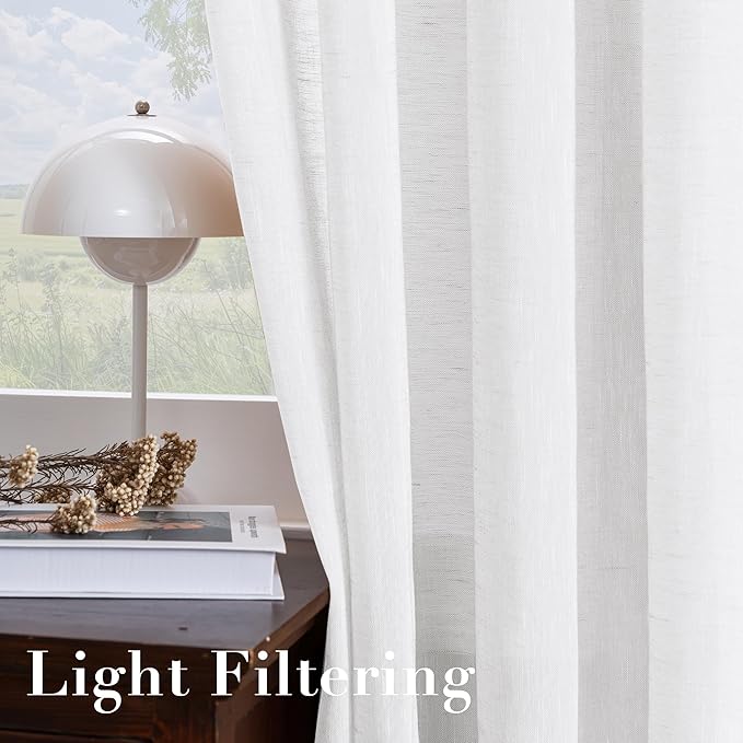 H.VERSAILTEX Linen Curtains Nickel Grommet Natural Linen Semi-Sheer Curtains 2 - Image 5