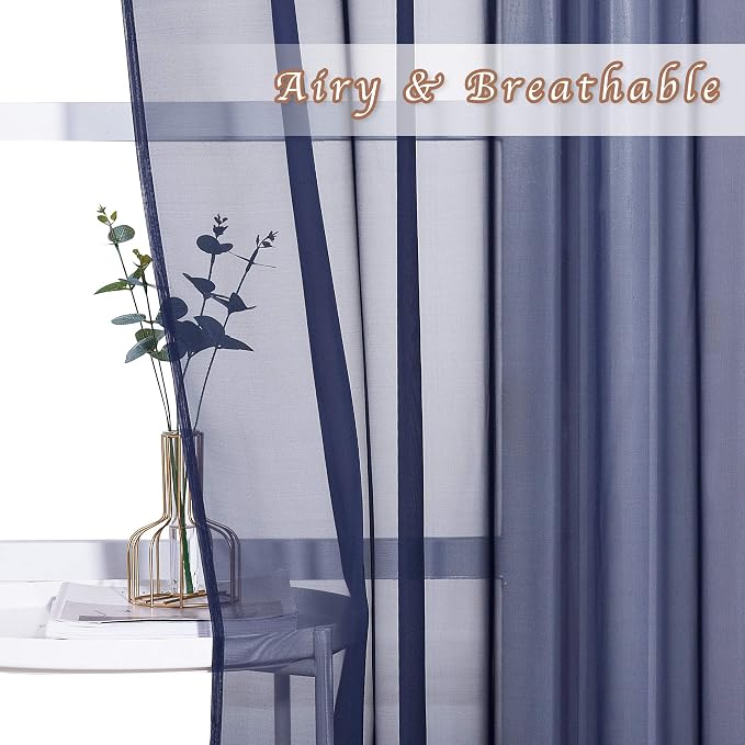 NICETOWN Dark Blue Sheer Curtains - Image 3