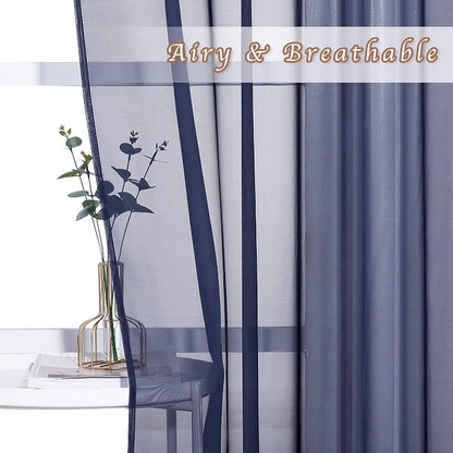 NICETOWN Dark Blue Sheer Curtains - Image 3
