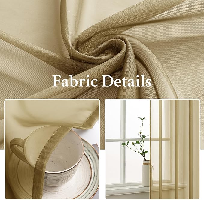 MIULEE Dark Gold Sheer Curtains - Image 3