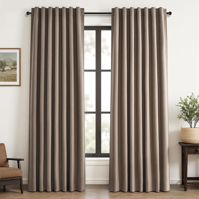 Topfinel 86 Inch Blackout Linen Curtains - Image 2