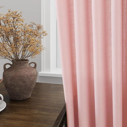 Extra Long Pink Linen Curtains 120 Inch - Image 4