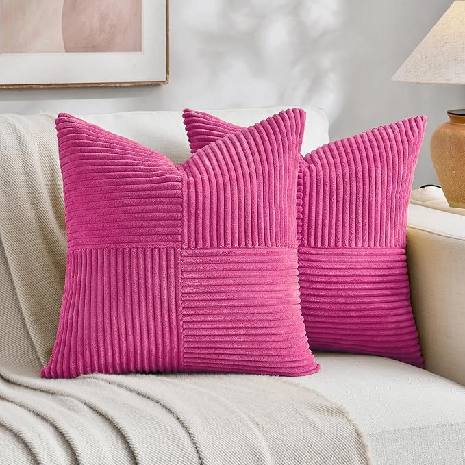 Fancy Homi 2 Packs Hot Pink Decorative Throw Pillow Covers 20x20 Inch by Fancy+Homi