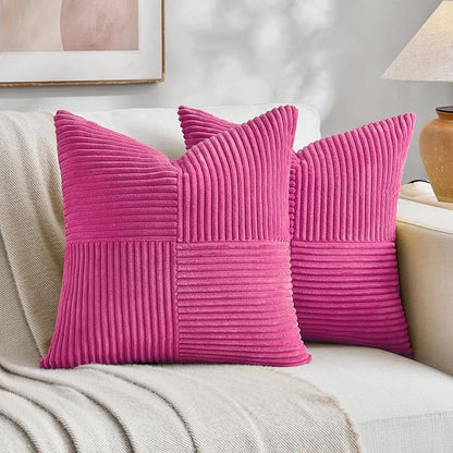 Fancy Homi 2 Packs Hot Pink Decorative Throw Pillow Covers 18x18 Inch by Fancy+Homi
