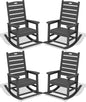 SERWALL Outdoor Rocking Chair Set of 4, Oversized HDPE Patio Rocking Chair by SERWALL