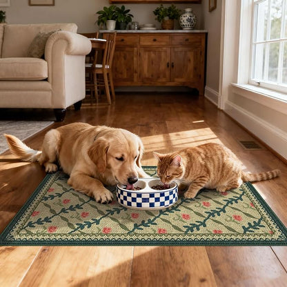 Front Door Mat Outside Entrance, 2x3 Green Brown Floral Trellis Rug | Non-Slip - Image 5