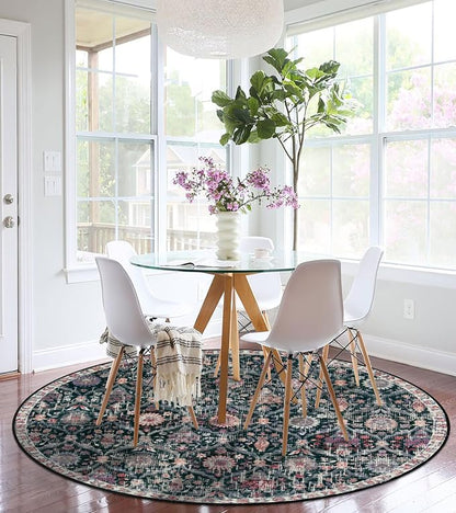 Lahome Moroccan Washable Round Area Rug, Soft Round Rug 5ft Soft Non-Slip | - Image 6