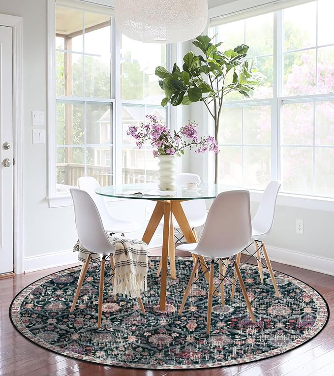 Lahome Moroccan Washable Round Area Rug, Soft Round Rugs 6ft Ultra-Thin | - Image 6