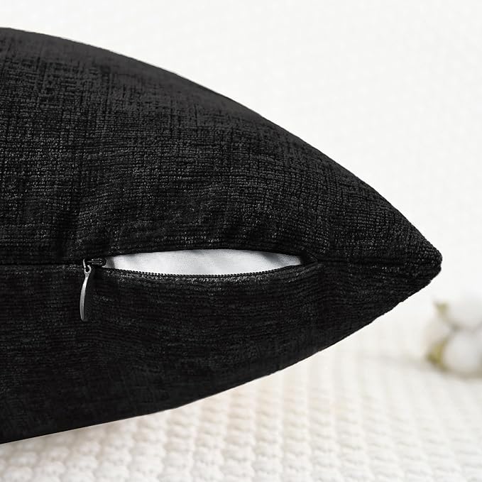 CaliTime Decorative Couch Throw Pillow Covers 24 X 24 Inches Black | Pack of 2 - Image 3