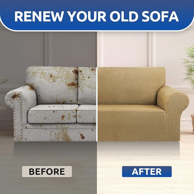 Stretch Oversized Couch Covers for Sofa Slipcover, Tan | 1-Piece Washable Sofa - Image 8