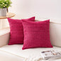 Pack of 2 Corduroy Decorative Throw Pillow Covers 18x18 Inch, Rose Red | Fall by Unknown