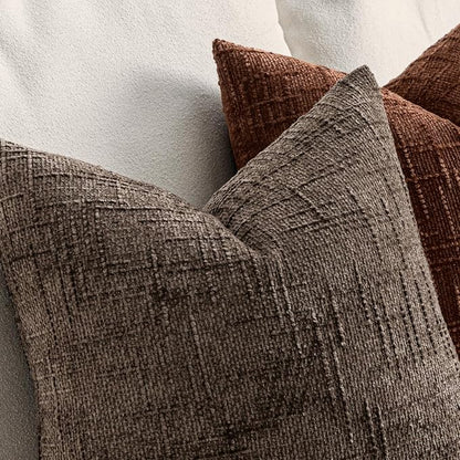 MIULEE Chenille Textured Fall Throw Pillow Covers Brown 20x20 Set of 2 | Slubby - Image 3