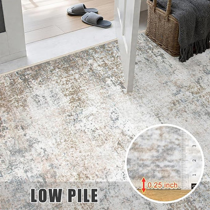 5x7 Area Rug Living Room: Modern Washable Indoor Soft Carpet Brown | - Image 8