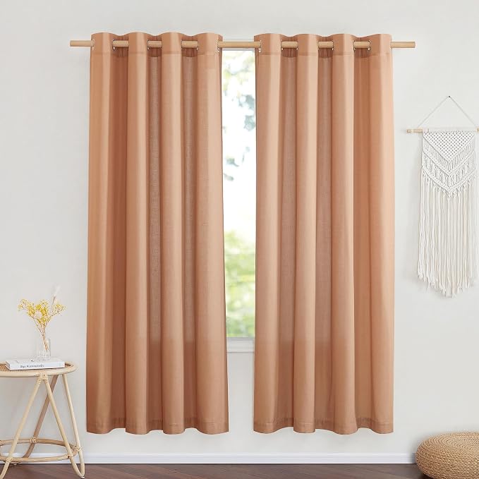 NICETOWN Linen Burlap Burnt Orange Window Treatments, Grommet Thick Privacy by NICETOWN
