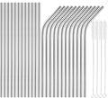 [24 PCS] Extra Long 10.4 inch Value Pack Reusable Stainless Steel Straws Combinations, Tomorotec Metal Straw Sets with Cleaning Brushes, 12 Straight 12 Bent For Tumblers Beverage Drinks Cocktail