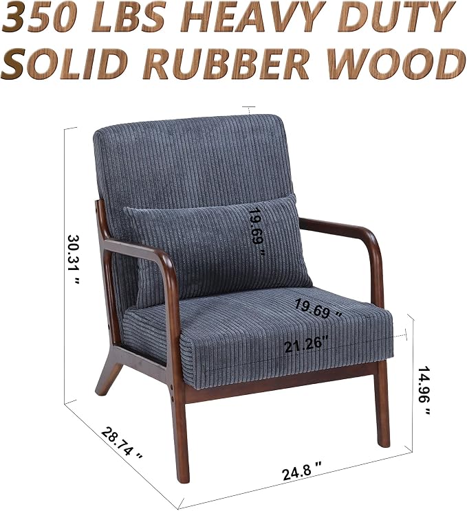 Set of 2 Mid Century Modern Accent Chair - Image 2