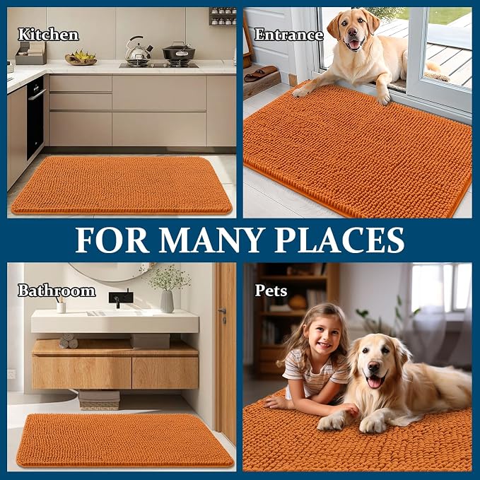 OLANLY Dog Door Mat for Muddy Paws 50x30, Super Absorbent Chenille Mud Mat | - Image 8