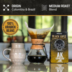 Black Rifle Coffee Company Ground Coffee Medium Roast - Roasted Blend Made from Pure Arabica Beans - Colombian & Brazilian Beans - Veteran Founded & American Made (AK Espresso, 12oz Bag)