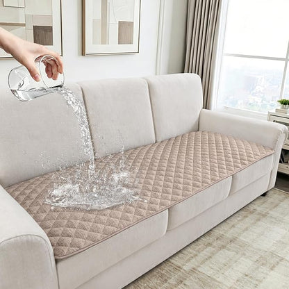 Dog Couch Cover for Sofa 100% Waterproof Faux Linen Sofa Covers for 3 Cushion by HYZOTEX