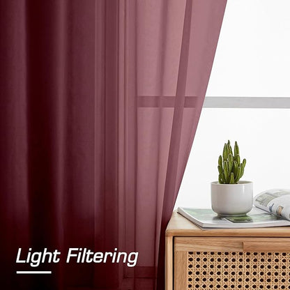 Simplebrand Rod Pocket Top Solid Voile Sheer Curtains - Image 2